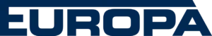 Logo mit dem Schriftzug "EUROPA" in blauer Schrift auf hellem Hintergrund.
