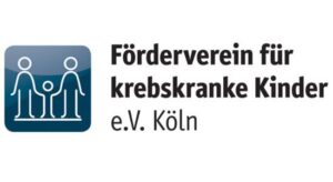 Logo des F&ouml;rdervereins f&uuml;r krebskranke Kinder e.V. K&ouml;ln mit stilisierten Figuren von Erwachsenen und einem Kind.